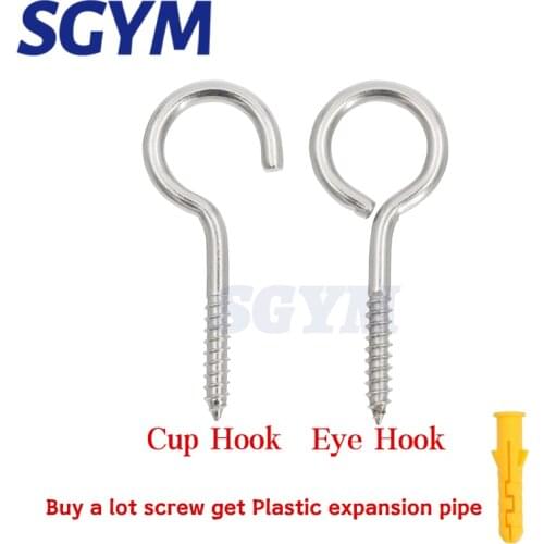 5pcs M3/M4/M5/M6 304 Stainless Steel Light Hook Ring Question Mark hooks Sheep Eye Hook Screws Wood Self-tapping Screw Hooking