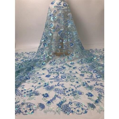 Good Looking 19JRB-2130603 Nigerian Lace Fabric with Sequins Fashion Embroidery Material French for Wedding or Party Show Dress