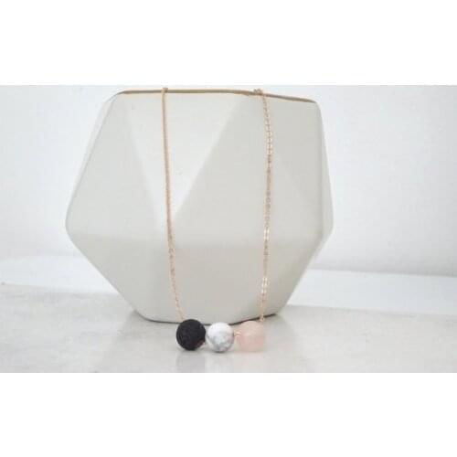 Lava rock Necklace Rose Quartz and Marble Diffuser Aromatherapy necklace