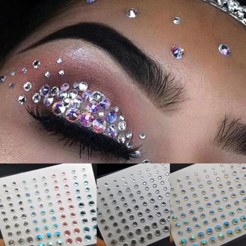 Body Brow Fashion Women Tattoo Diamond Makeup Eyeliner Eyeshadow Face Sticker Jewel Eyes Makeup Crystal Eyes Sticker Nail Art