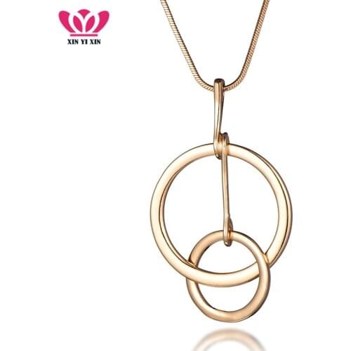 Fashion Circles Pendant Necklace Simple Design Personality Jewelry For Women 2020 Spring New Long Necklace Gold Silver Color