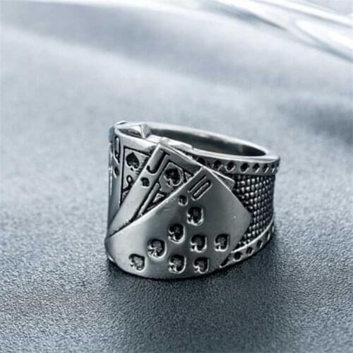 2021 Fashion Trend Poker Punk Mens Rings Texas Hip Hop Gothic Accessories Unusual Fun Birthday Gift Rings Womens Accessories
