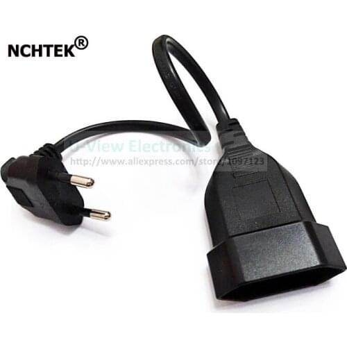 NCHTEK 90 Degree Angled European Round 2Pin Male to Female Plug EU Power Cable For UPS PDU About 30CM/Free shipping/5PCS