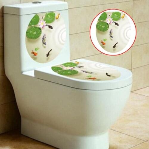 Creative New 1Pc New Design Removable Toilet Lid Sticker Fish Pattern Toilet Seat Cover Wall Sticking Poster Sticker On Sale