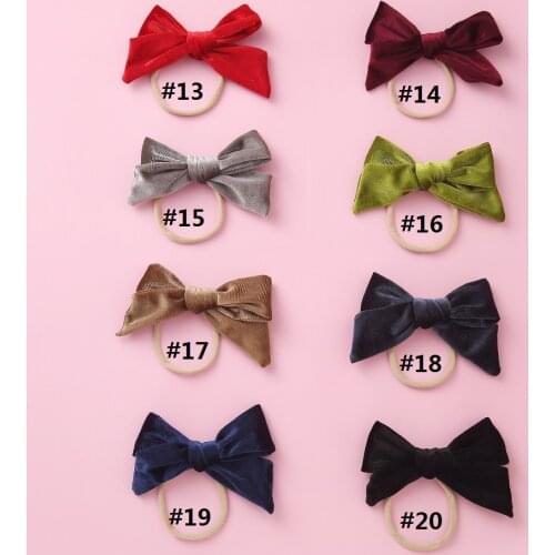 36pc/lot New Smooth Velvet Kids Hair Bows With/Without Clips,Velvet Handtied Bow Nylon Headband For Girls Hair Accessories