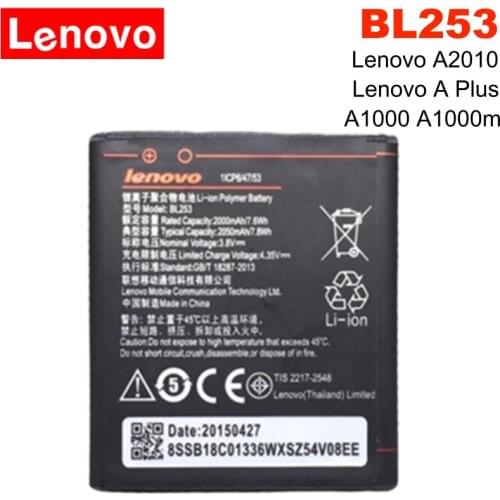 Lenovo Original Battery BL253 2050mAh For Lenovo A2580 A2860 A2010 A1000 A1000m A2800D A3800D A3600D Lenovo Vibe A 4.0" Battery