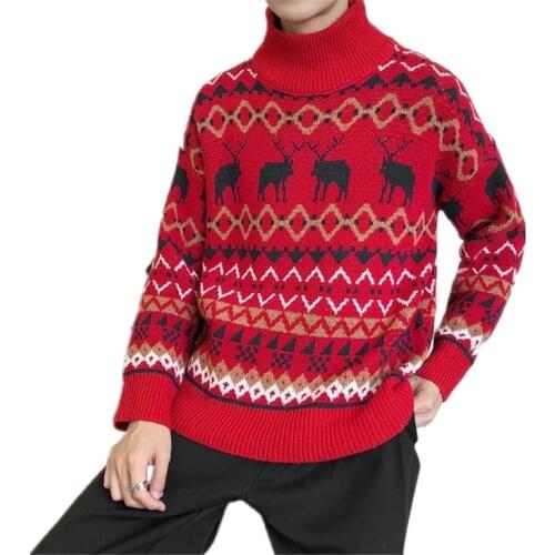 Autumn Winter Turtleneck Half Mens Pullover Warm Print Spacious Oc Yq Long Sleeve Clothes Knitted Casual Sweater Drop Shipping