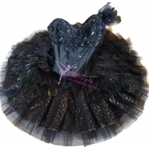Adult feather black swan lake professional tutu women pancake platter classical ballet tutus ballerina ballet stage costumes