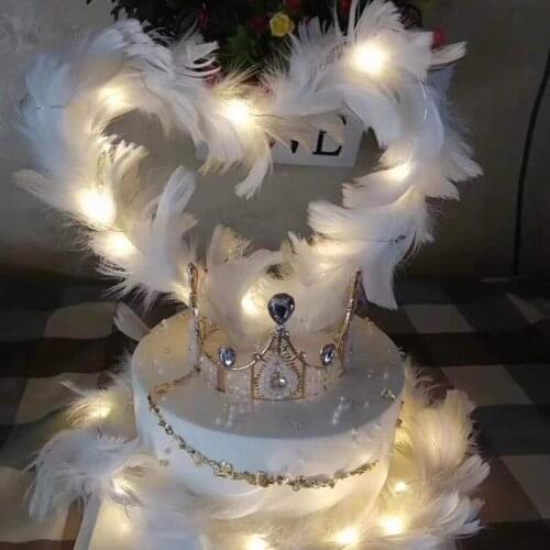 Feather Cake Topper for Birthday Wedding Mothers Day Anniversary Decoration Baking Dessert Valentines Day Cake Top Decoration