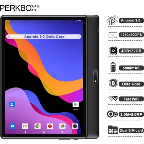 Global Version perkbox tablet 10 inch Octa Core Android 9 Pie Dual Cameras 4GB RAM 32GB 1280x800 HD Screen 5G wifi GPS