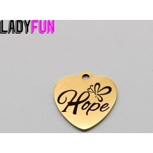 Hope Heart Charm Stainless Steel Charms Hope Buttfly Pendant High Polish Mirror Surface Pendant