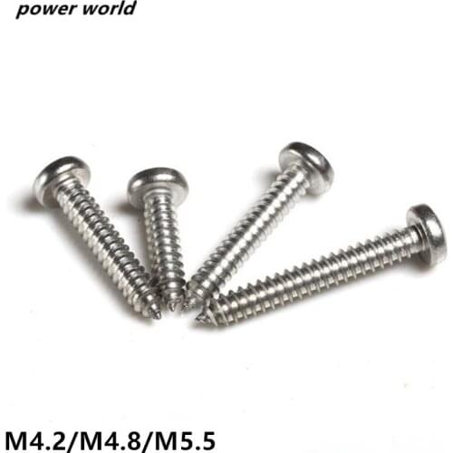 M4.2/M4.8/M5.5 Self Tapping Wood Screws Round Screw GB845 304 Stainless Steel Phillips Cross Pan Head Screws