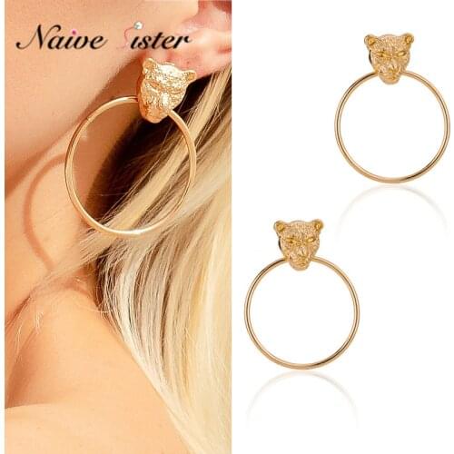 New Zinc Alloy Jewelry Big Leopard Drop Earrings for Women Ladies Dangle Earings Long Jewellery Animal Shape Girlfriend Gift