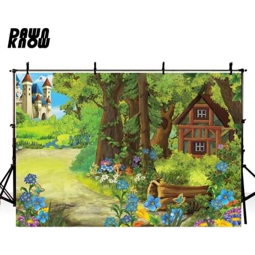 DAWNKNOW Fairy Tale Castle Photography Background For Children Fantasy Cartoon Forest Customize Backdrop For Photo Booth G557