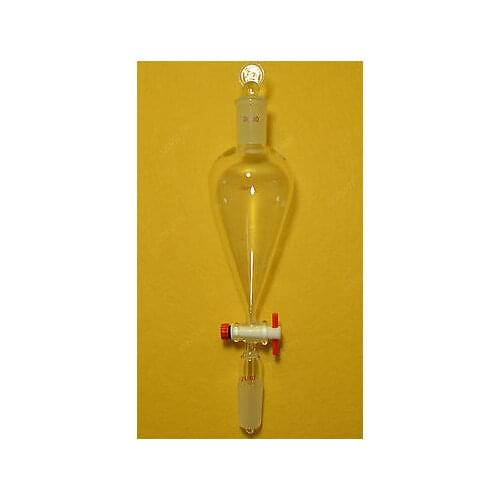 Glass Pyriform Separatory Funnel,24/40,250ml,Pear Shape,PTFE Stopcock