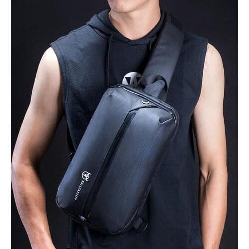 BULLCAPTAIN New Crossbody Bags Men USB Charging Chest Pack Short Trip Chest Bag Water Fashion Striped Multifunction Shoulder Bag