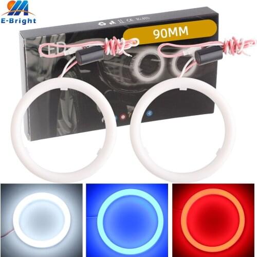 2pcs/set 12V 24V 90MM 3.54' 1080LM 2835 LED Light Cotton Led Angel Eyes Halo Ring Headlight Fog Decorative Light White Red Blue