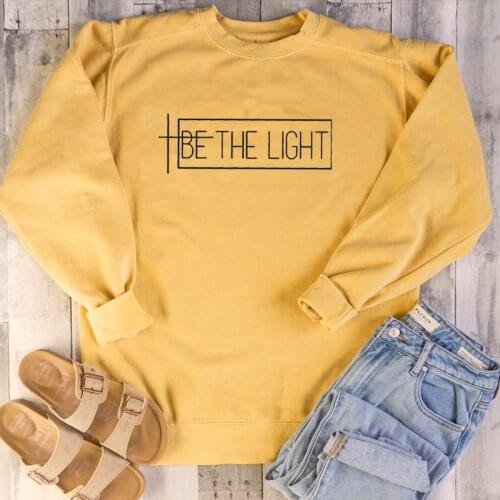 Sugarbaby Be The Light Fashion Sweatshirt Long Sleeve Casual Tops Crewneck Long Sleeved Harajuku Streetwear Faith Tumblr Tops