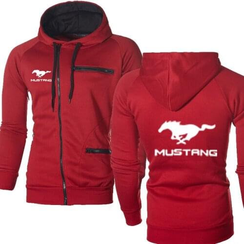 Hoodies Men Mustang Car Logo Sweatshirt Fashion Hoody Spring Autumn Fleece Cotton Zipper Jacket HipHop Harajuku Male Clothing