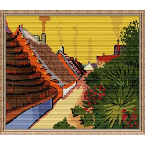 Van Gogh-Street In Saintes-Maries cross stitch kit aida 14ct 11ct count print canvas stitches embroidery DIY handmade needlework