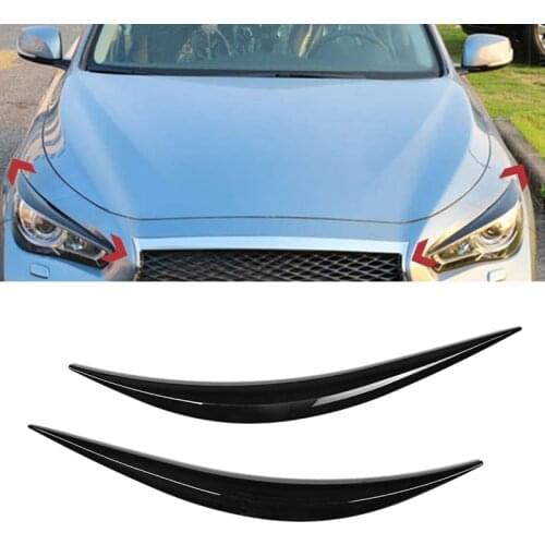 Car Headlight Eye Lid Eyelids Eyebrows Gloss Black Trimming Headlight Eyebrows Decoration for Infiniti Q50 2014 2015 2016 2017 2