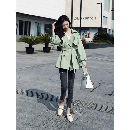 Windbreaker Womens Long Small 2021 Spring New Fashion Temperament Short High Thin Coat Spring and Autumn