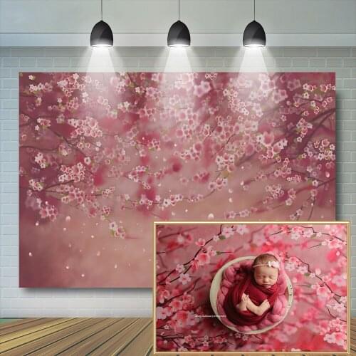 Cherry Floral Reed Photography Backdrop Girl Artistic Photo Background Newborn Baby Cake Background Girl Birthday Backdrop