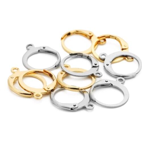 20pcs/lot 316 Stainless Steel Gold French Lever Earring Hooks Wire Settings Base Hoops Earrings For DIY Jewelry Making Supplies