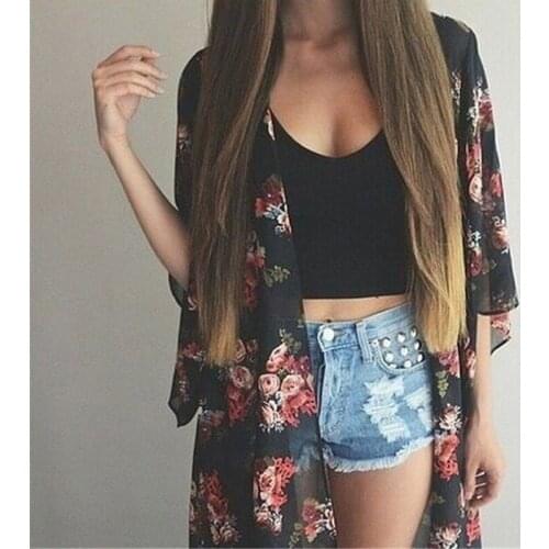 Women White Blouses Basic Selling Button Flower Print Summer Long Sleeve Shirt Female Chiffon Women Slim Clothing Plus Size Tops