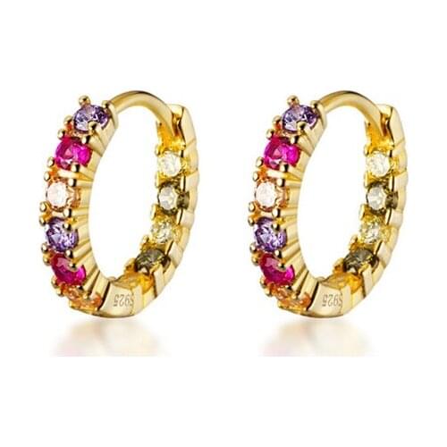 925 Sterling Silver Color Zircon Sparkling Circle Earrings For Women Korean Simple CZ Small Hoops Earring Girl Birthday Gift