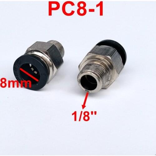 20pcs/lot 8mm Tube 1/8'' Thread Pneumatic Fitting Quick joint connector PC8-1