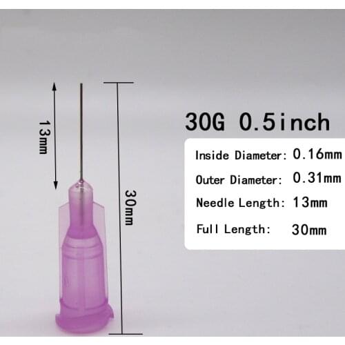30Gauge 0.5inch/13mm Blunt Tip Syringe Needle 30G Dispensing Needles With Luer Lock .Plastic Injection Needle.100pcs/bag