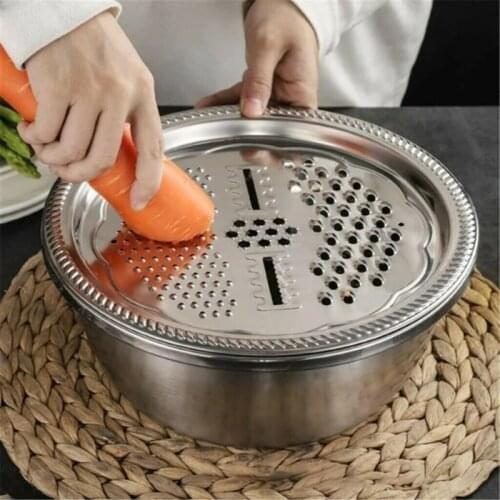New Multifunctional Stainless Steel Basin Sink Kitchen Colander Fine Mesh Basket Vegetable Washing Bowl 3PCS Set Dropshipping