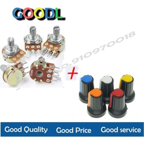 5 grupos wh148 1k 10k 20k 50k 100k 500k ohm 15mm resistor giratório linear do potenciômetro do atarraxamento de 3 pinos para ard