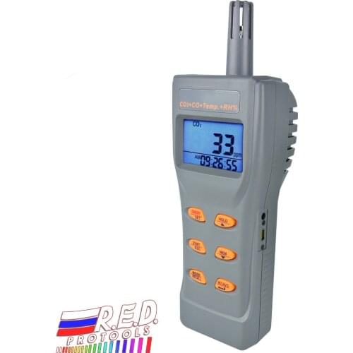 6 in 1 Combo Multi-function CO2 & CO,& Temperature, Humidity RH %, DP, WB, USB Data Logger with Software, Meter IAQ Tester