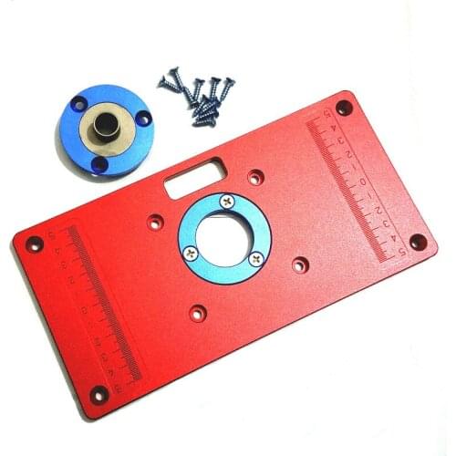 Aluminum Router Table Insert Plate with 2Pcs Insert Ring and 3Pcs Axle Sleeve for Woodworking Bench Tools Wood Router Table