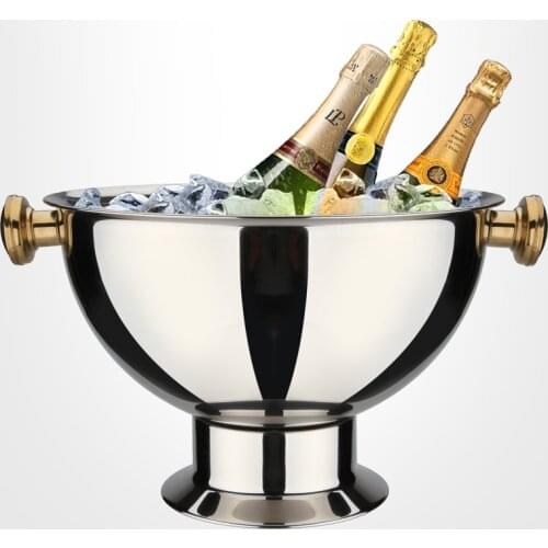 GY Stainless Steel Large Ice Bucket Champagne Basin Extra Large Red Wine Ice Bucket Binzhi Basin Bar Refrigerator