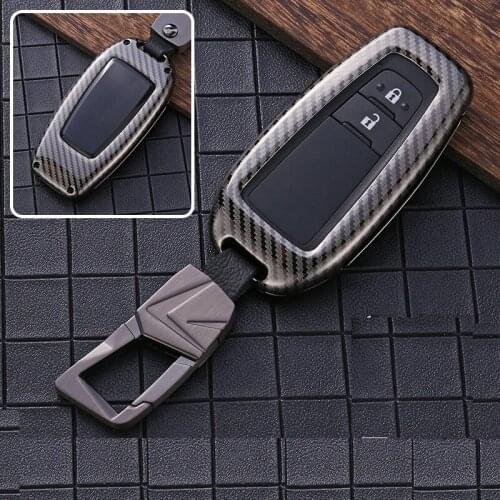 Carbon Fiber Style Car Key Case Cover Shell Protector Accessories for Toyota Camry Corolla C-HR CHR Prado RAV4 Prius 2018 2019