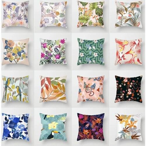 Flower Pillowcase 45x45cm Household Supplies Flannel Sofa Pillow Cases Office Seating Cushion Cover Bedside Throw Pillowcase
