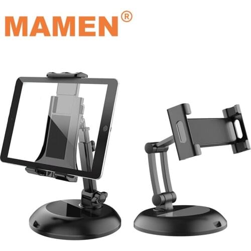 MAMEN Tablet Holder Desktop Support 360° Rotation Clip For 5.5-12.9 inch Universal For Huawei Xiaomi Samsung iPad Phone Stand