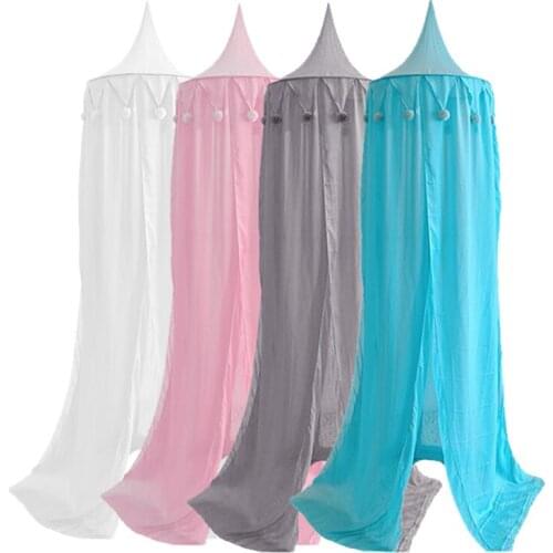 Baby Mosquito Net With Chiffon Ceiling Handmade Wool Ball Decoration Mosquito Repellent Tent Childrens Bed Cover