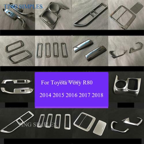 For Toyota Voxy Noah R80 2014- 2018 ABS CHROME Paint Inner Door Window Bottons AC Vent Outlet Gear Frame Trim Covers Interior
