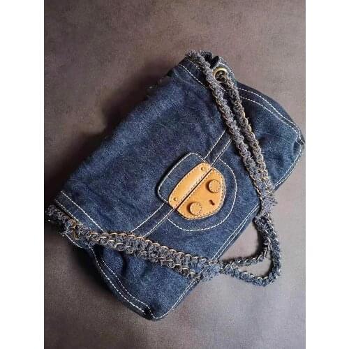 Denim Shoulder Bag Retro Large Capacity Handbag Cowboy Chain Underarm Bag Messenger Bag 2021 Ladies New Crossbody Bag Satchel