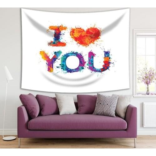 Tapestry I Love You Design Elements Colorful Red Yellow Orange Note Artistic Illustration Splash Paint
