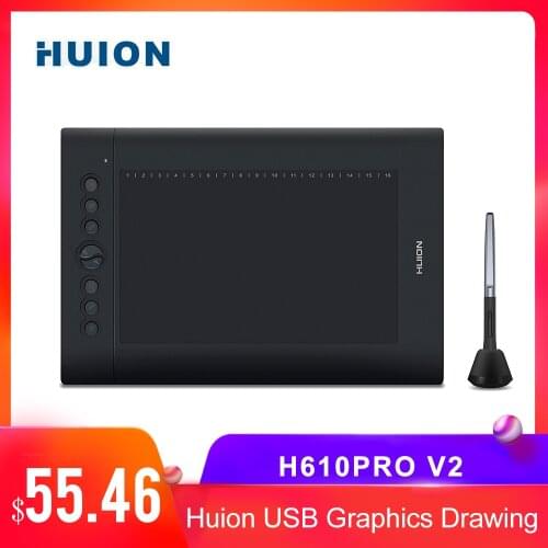 Huion USB Graphics Drawing Tablet Upgraded H610 PRO V2 Pad Art Digital Handwriting Drawing Board for Online Teaching Learning
