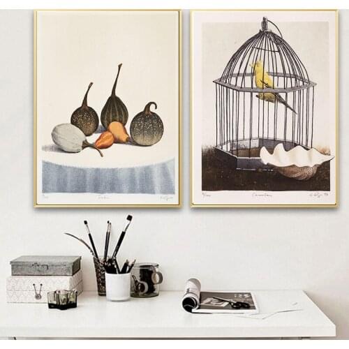 Fruits and Bird Cages Canvas Art Painting Nordic Home Decoration Posters And Prints Wall Pictures For Kitchen Restaurant Décor