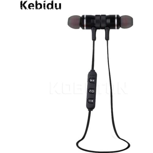 Kebidu Fashion Bluetooth Metal Sports Running Headphones SweatProof Magnetic Earpiece Stereo Wireless Earphone