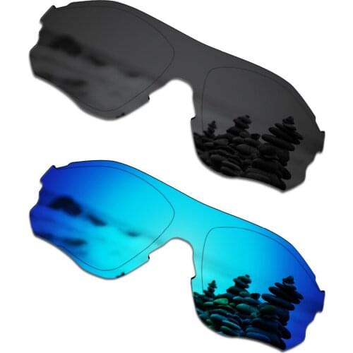 SmartVLT 2 Pieces Polarized Sunglasses Replacement Lenses for Oakley EVZero Path Stealth Black and Ice Blue