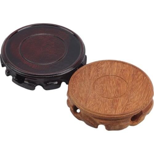 Literary Wooden Display Stand Tea Set Strange Stone Crafts Solid Wood Carving Round Base Home Retro Fashion Decoration Wood