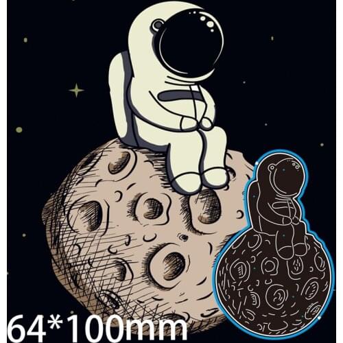 64*100mm Moon and Astronaut Metal Cutting Dies Scrapbooking DIY Album Paper Card Craft Embossing stencil Dies